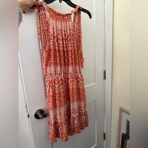 BTFBM Orange Halter Midi Dress Backless Medium